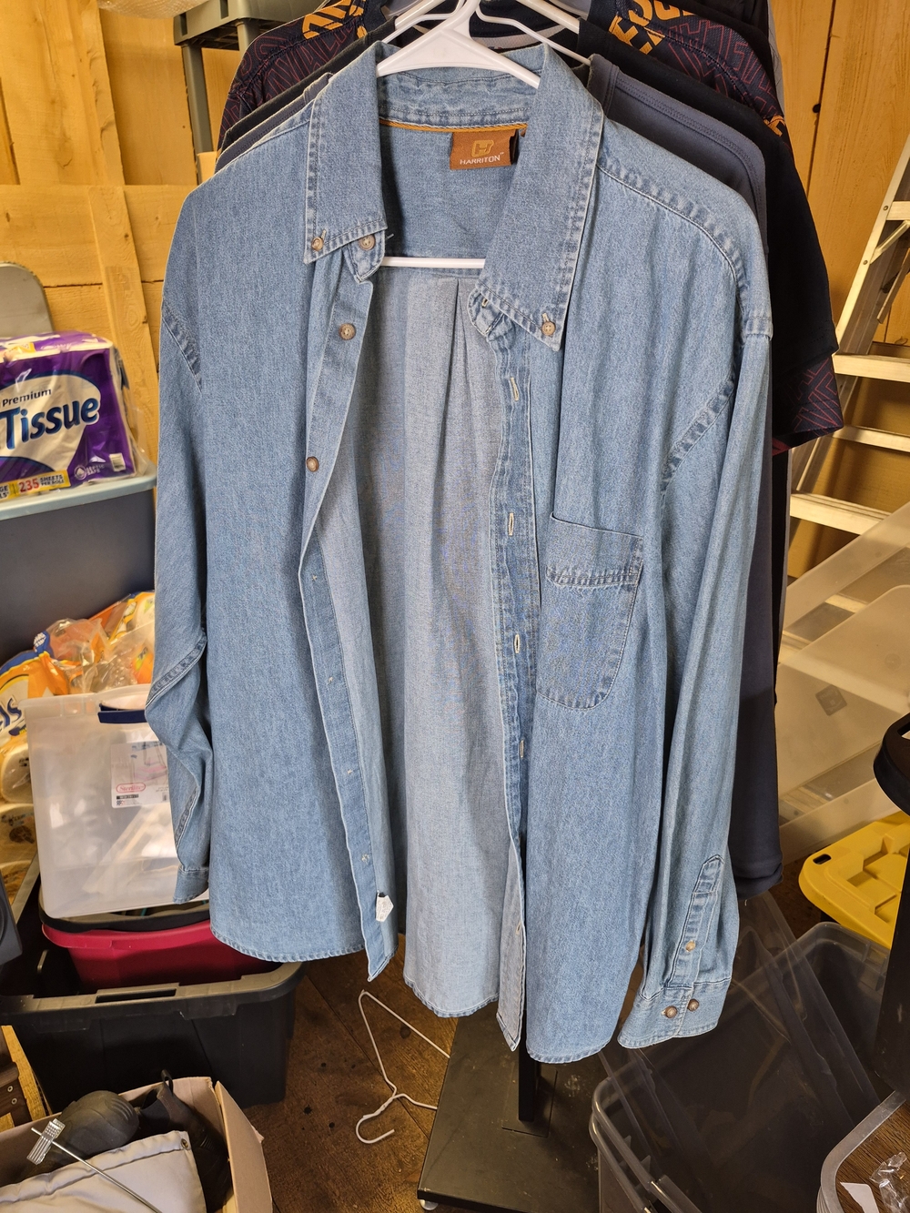 Light Blue Denim Button-Down Shirt - Unbranded Bin 52